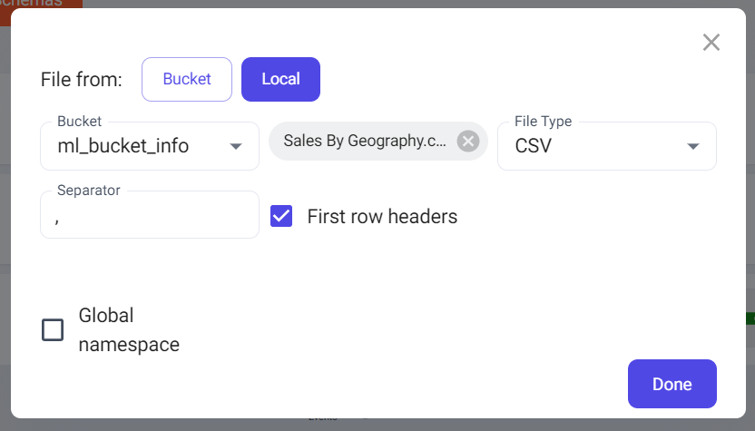 Upload data sales schema - BangDB