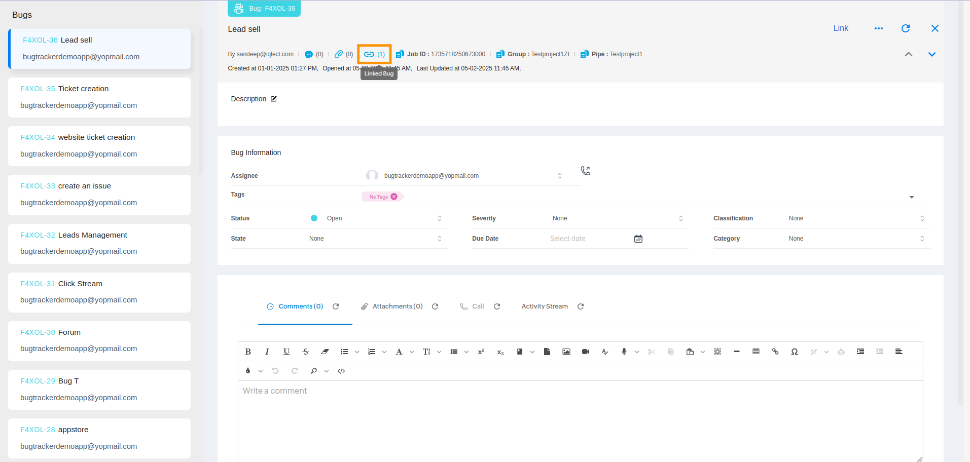 View Linked Bug - BangDB