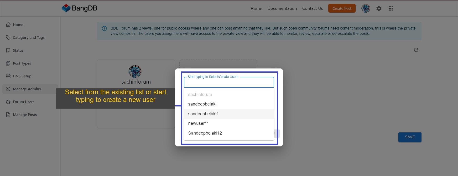 Click on crm settings - BangDB