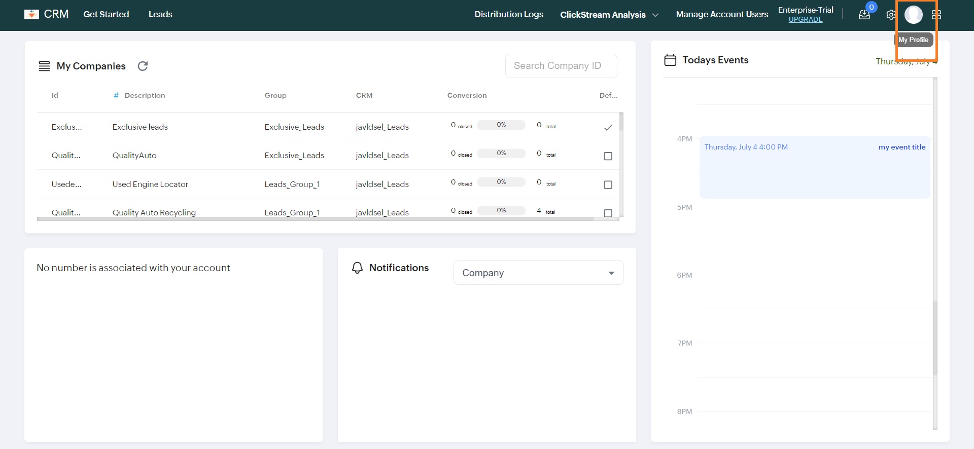 Click on crm settings - BangDB